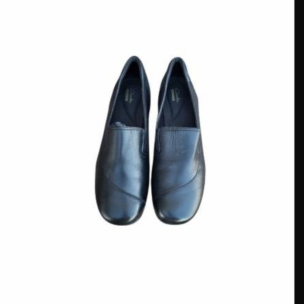 Clarks Collection Black Leather May Poppy Casual Dress Shoe Loafer Slip On 11 - Picture 3 of 8